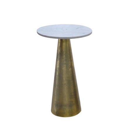 CONO COFFEE TABLE ΛΕΥΚΟ ANTIQUE BRASS D29xH43cm