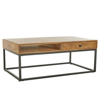 CASSETTO COFFEE TABLE 1ΣΥΡΤΑΡΙ ΦΥΣΙΚΟ ΜΑΥΡΟ 100x60xH40cm