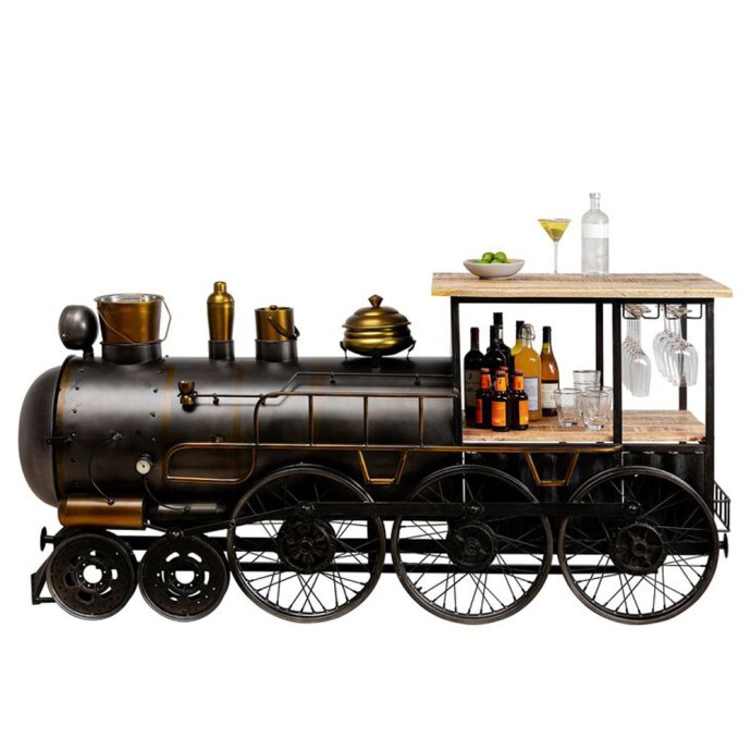 TRAIN ΚΟΝΣΟΛΑ BAR GUNMETAL ΦΥΣΙΚΟ 226x60xH104cm