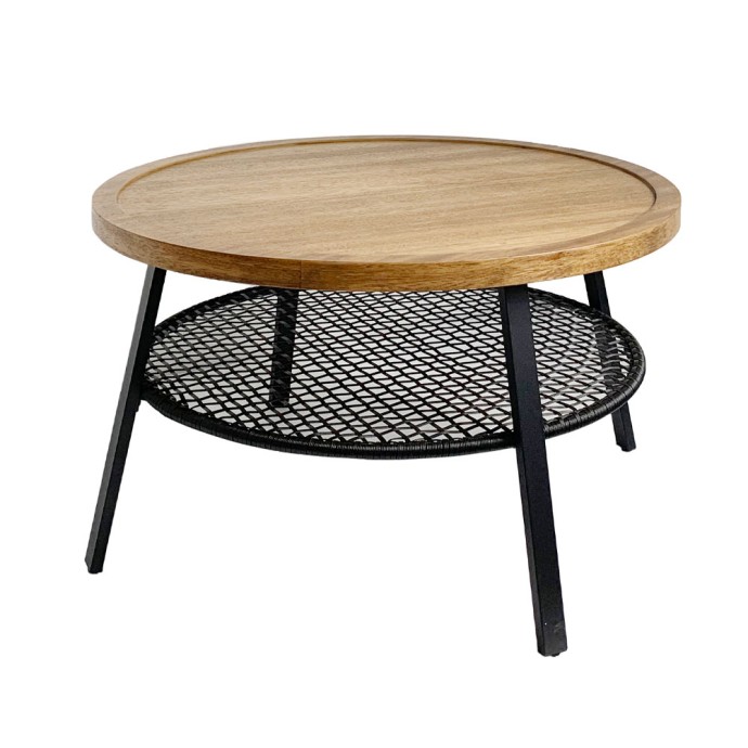 FILET COFFEE TABLE ΦΥΣΙΚΟ ΜΑΥΡΟ 75x75xH43cm