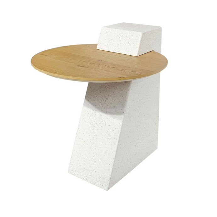 ASSYMETRON SIDE TABLE ΦΥΣΙΚΟ ΓΚΡΙ ΑΝΟΙΧΤΟ 51x45xH51cm