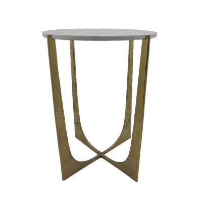 DION SIDE TABLE ΧΡΥΣΟ ΛΕΥΚΟ 43,25x43,25xH67,25cm