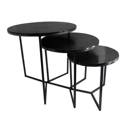 ALUIN SIDE TABLE SET 3ΤΜΧ ΜΑΥΡΟ 60x60xH60cm