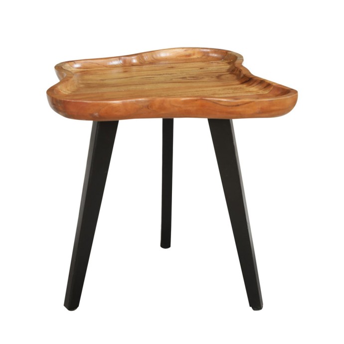 FLOW SIDE TABLE 60x56xH51cm ΦΥΣΙΚΟ ΜΑΥΡΟ 