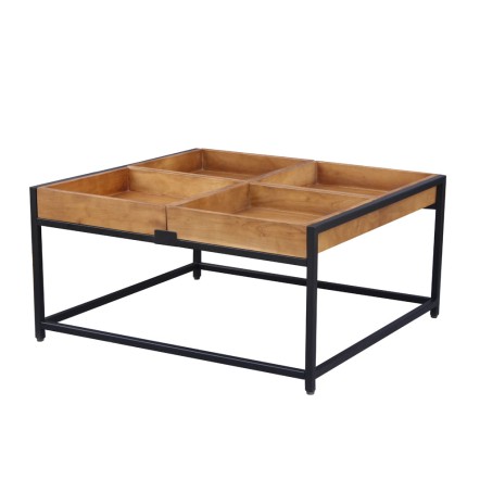 COMBO COFFEE TABLE 84x80xH42cm ΚΑΡΥΔΙ ΜΑΥΡΟ 