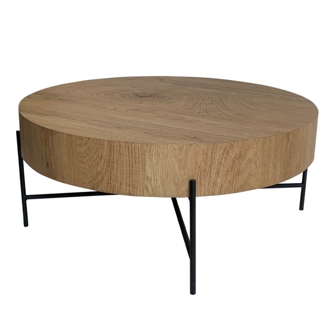 MADERA COFFEE TABLE 80x80xH36cm ΦΥΣΙΚΟ ΜΑΥΡΟ 