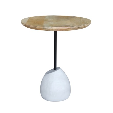 PILEA 46 SIDE TABLE ΦΥΣΙΚΟ ΛΕΥΚΟ 46x46xH58cm