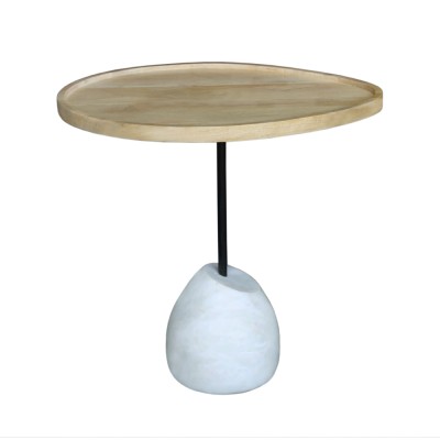 PILEA 56 SIDE TABLE ΦΥΣΙΚΟ ΛΕΥΚΟ 56x43xH56cm