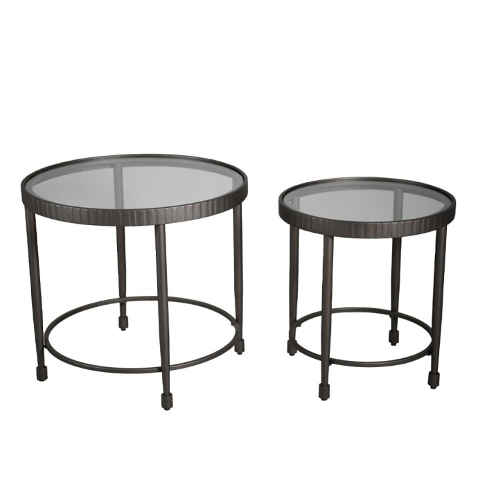 GRANAZ SIDE TABLE SET 2ΤΕΜ 65x65xH60cm ΜΑΥΡΟ 