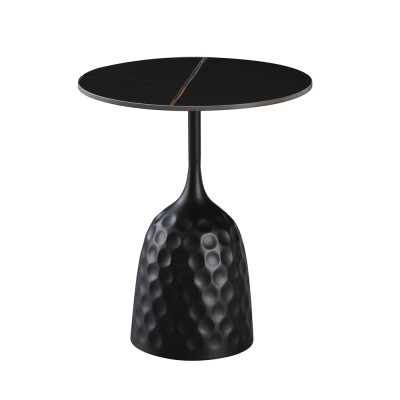 VOLCANO SIDE TABLE 50x50xH61cm ΜΑΥΡΟ ΜΕ ΟΨΗ ΜΑΡΜΑΡΟΥ ΜΑΥΡΟ 