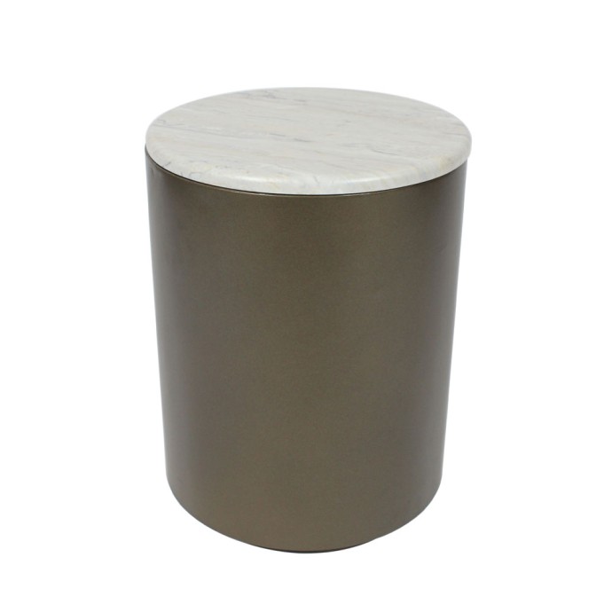 POMMA SIDE TABLE 37x37xH49cm TRAVERTINE BRONZE 