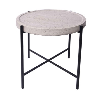 TERRAZO SIDE TABLE OFF 63,5x63,5xH56,5cm WHITE ΜΑΥΡΟ