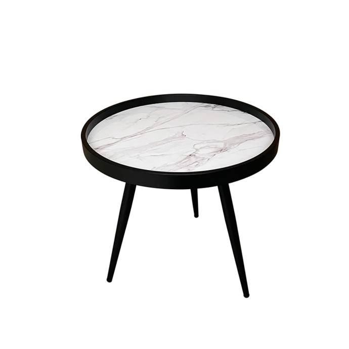 MARM SIDE TABLE MDF ΛΕΥΚΟ ΜΕ PATTERN MDF 49.5x49.5x52 E1 ΜΑΥΡΟ 