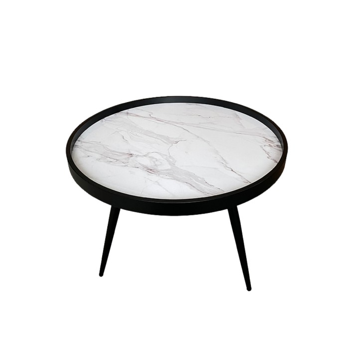 MARM COFFEE TABLE MDF ΛΕΥΚΟ ΜΕ PATTERN MDF 60x60x45 E1 ΜΑΥΡΟ 