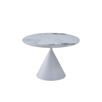ATRIUM ΤΡΑΠΕΖΙ ΛΕΥΚΟ ΜΕ ΟΨΗ ΜΑΡΜΑΡΟΥ Φ110x76cm
