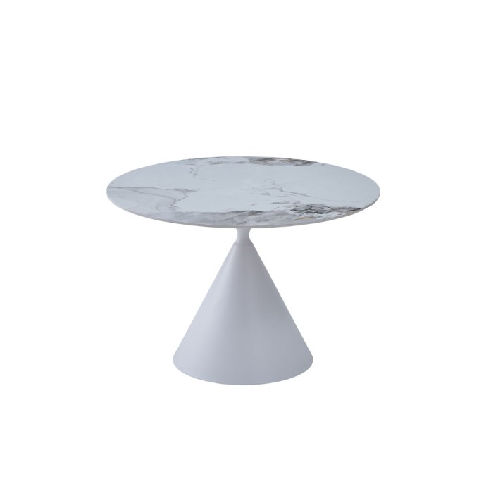 ATRIUM ΤΡΑΠΕΖΙ ΛΕΥΚΟ ΜΕ ΟΨΗ ΜΑΡΜΑΡΟΥ Φ110x76cm