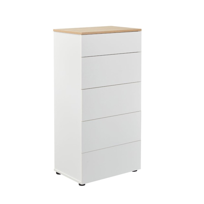 LUCIDO ΣΥΡΤΑΡΙΕΡΑ 5ΣΥΡΤΑΡΙΑ 58x39x116.5 ΛΕΥΚΟ OAK ΦΥΣΙΚΟ 