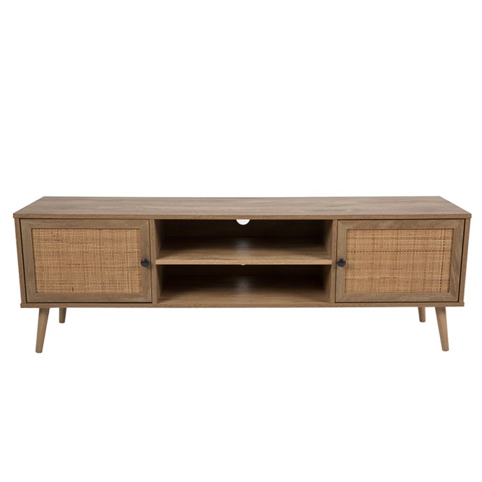 AMMOS TV STAND ME 2ΠΟΡΤΕΣ 150x39xY49cm ΦΥΣΙΚΟ|RATTAN 