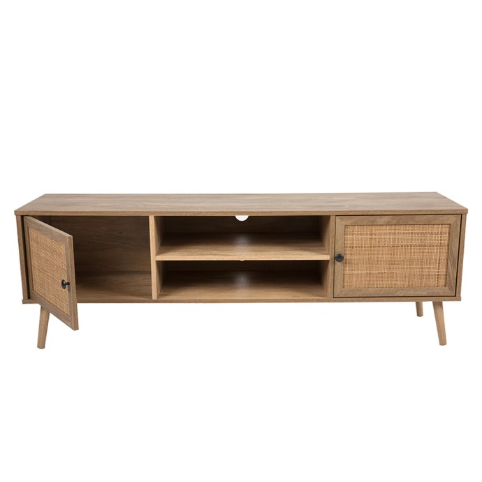 AMMOS TV STAND ME 2ΠΟΡΤΕΣ 150x39xY49cm ΦΥΣΙΚΟ|RATTAN 