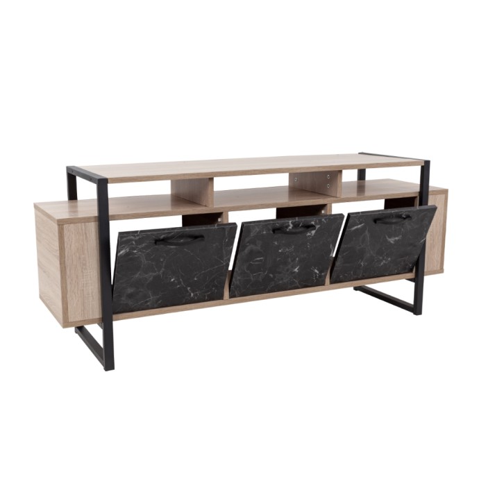 WAGON TV STAND SONOMA ΜΑΥΡΟ ΠΕΤΡΑ 150x40xH60cm