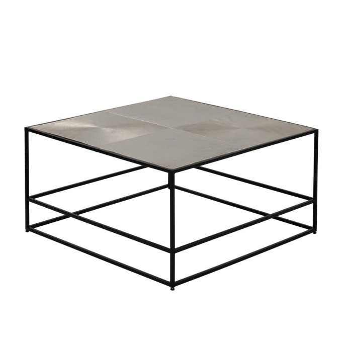 HADSTON COFFEE TABLE ΑΣΗΜΙ ΜΑΥΡΟ 80x80xH40cm