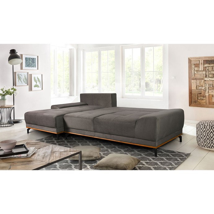 NATURA ΚΑΝΑΠΕΣ ΚΡΕΒΑΤΙ ΓΩΝΙΑ ΑΡΙΣΤΕΡΗ TAUPE 283x164xH90cm