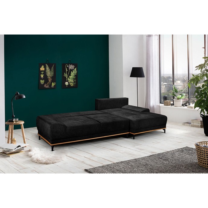 NATURA ΚΑΝΑΠΕΣ ΚΡΕΒΑΤΙ ΓΩΝΙΑ ΔΕΞΙΑ ΑΝΘΡΑΚΙ 283x164xH90cm