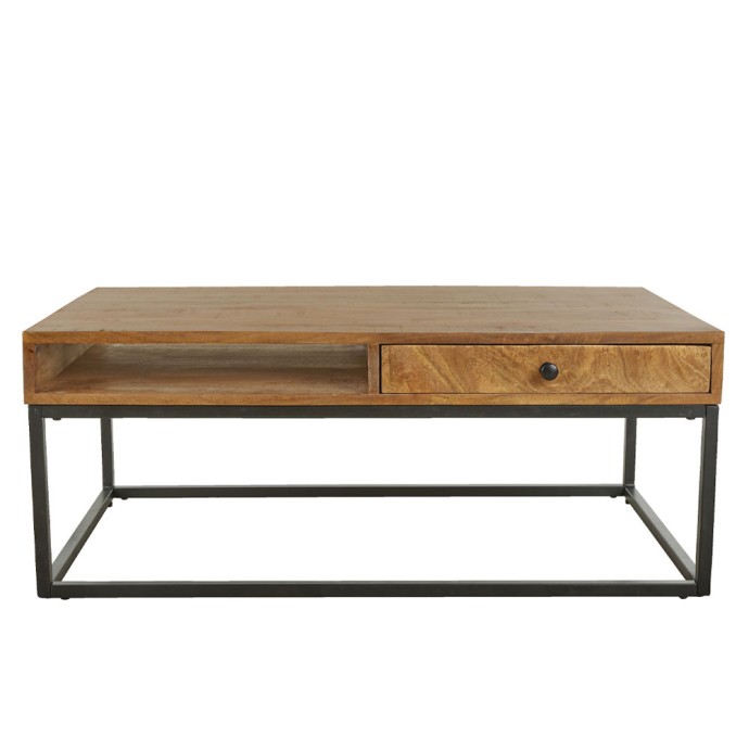 CASSETTO COFFEE TABLE 1ΣΥΡΤΑΡΙ ΦΥΣΙΚΟ ΜΑΥΡΟ 100x60xH40cm