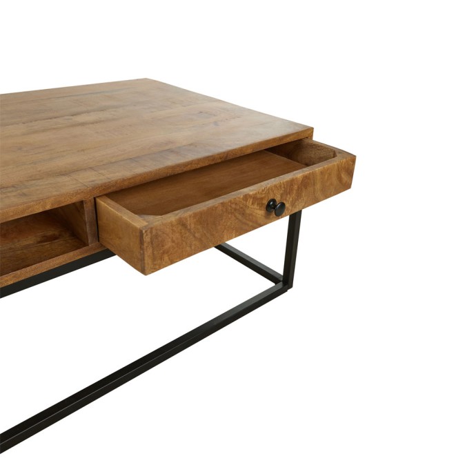 CASSETTO COFFEE TABLE 1ΣΥΡΤΑΡΙ ΦΥΣΙΚΟ ΜΑΥΡΟ 100x60xH40cm