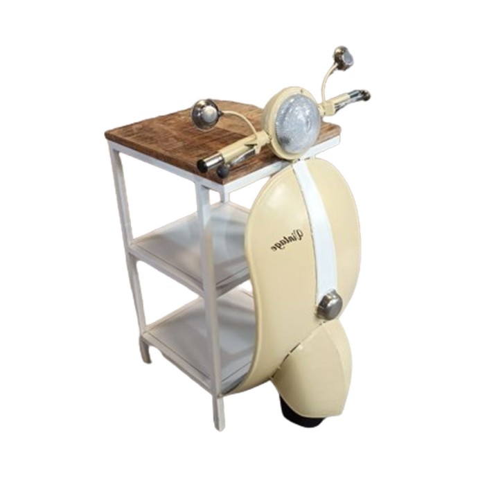 MINI VESPA SIDE TABLE ΜΕ ΡΑΦΙΑ CREAM ΛΕΥΚΟ ΦΥΣΙΚΟ 61x45xH88cm