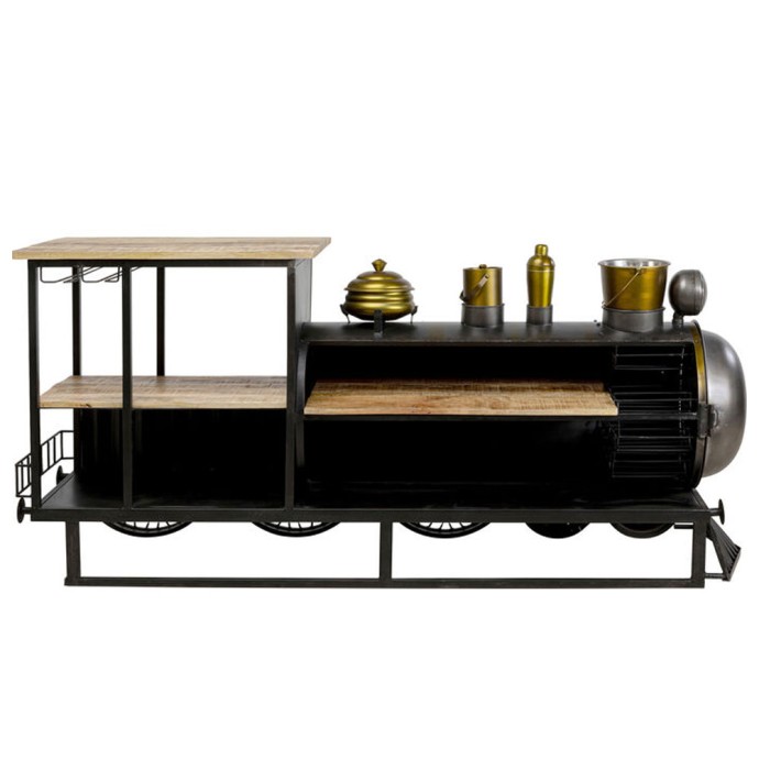 TRAIN ΚΟΝΣΟΛΑ BAR GUNMETAL ΦΥΣΙΚΟ 226x60xH104cm