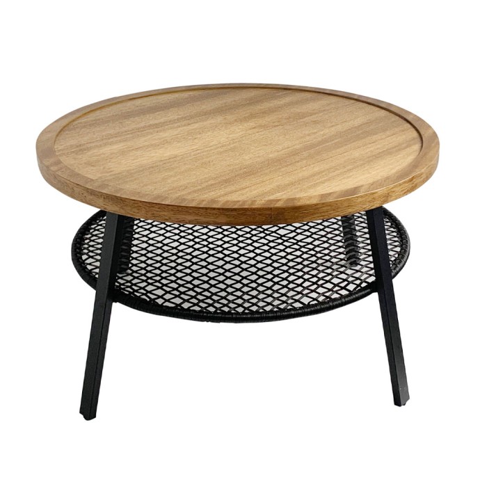 FILET COFFEE TABLE ΦΥΣΙΚΟ ΜΑΥΡΟ 75x75xH43cm