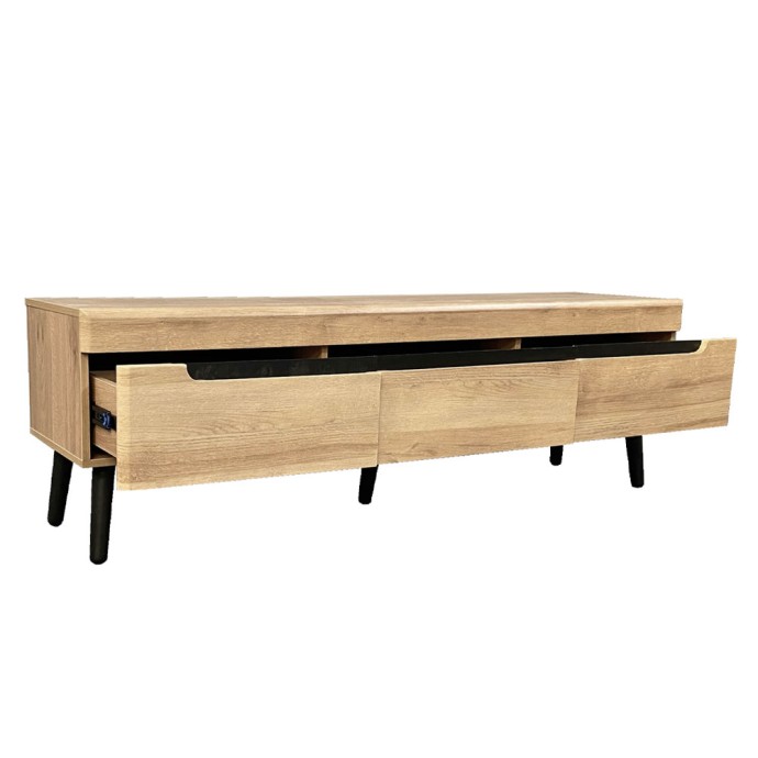 GRIF TV STAND ΦΥΣΙΚΟ ΜΑΥΡΟ 160x40xH50cm