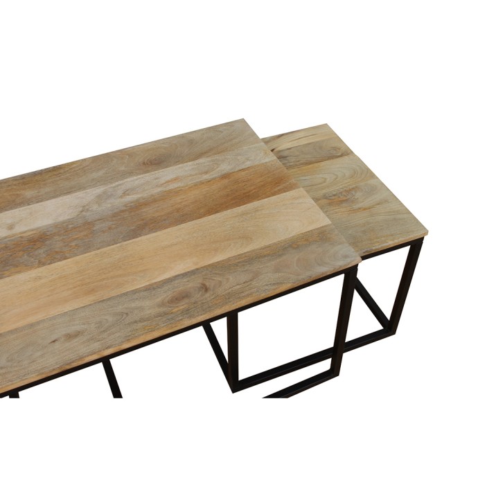 QUADRO COFFEE TABLE SET 3ΤΕΜ ΦΥΣΙΚΟ ΜΑΥΡΟ 110x60xH45cm