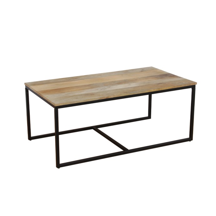 QUADRO COFFEE TABLE SET 3ΤΕΜ ΦΥΣΙΚΟ ΜΑΥΡΟ 110x60xH45cm