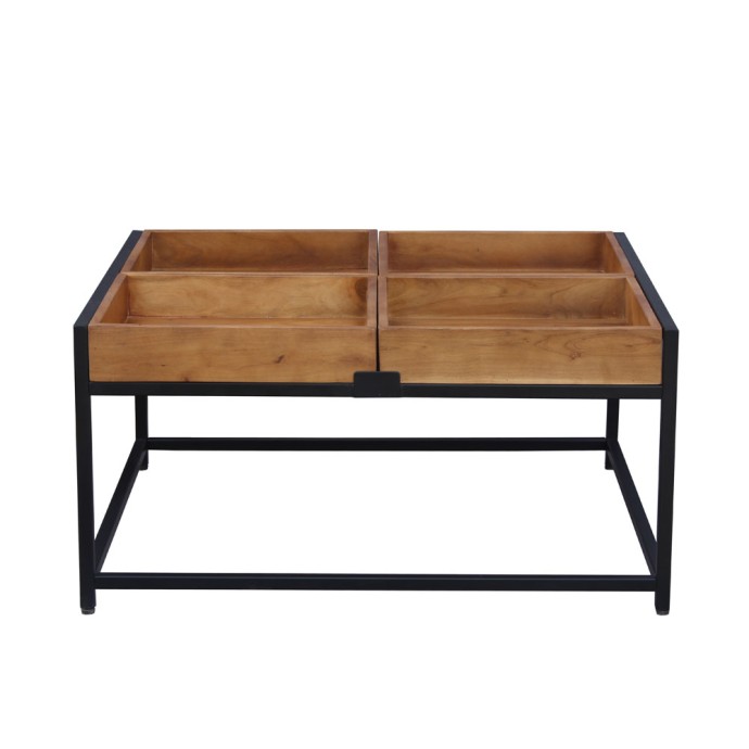 COMBO COFFEE TABLE 84x80xH42cm ΚΑΡΥΔΙ ΜΑΥΡΟ 