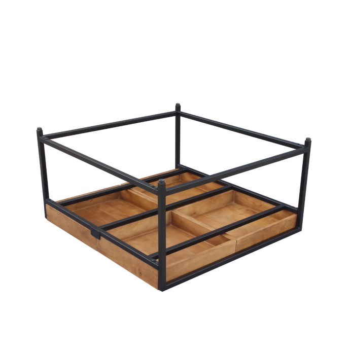 COMBO COFFEE TABLE 84x80xH42cm ΚΑΡΥΔΙ ΜΑΥΡΟ 