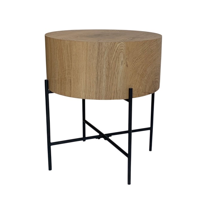 MADERA SIDE TABLE 45x45xH45cm ΦΥΣΙΚΟ ΜΑΥΡΟ 