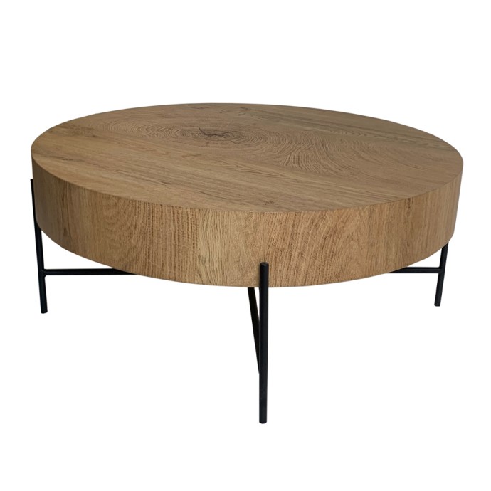 MADERA COFFEE TABLE 80x80xH36cm ΦΥΣΙΚΟ ΜΑΥΡΟ 