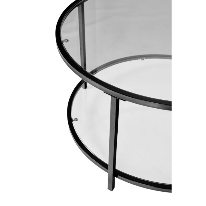 MOON COFFEE TABLE ΔΙΑΦΑΝΟ ΜΑΥΡΟ 80x80xH42cm