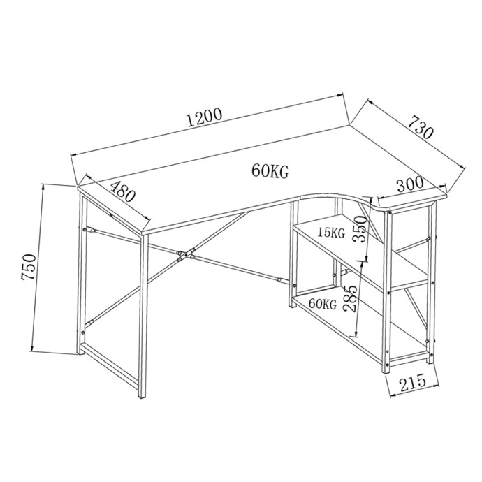 EDGE ΓΡΑΦΕΙΟ 120x73xH75cm SONOMA ΜΑΥΡΟ 