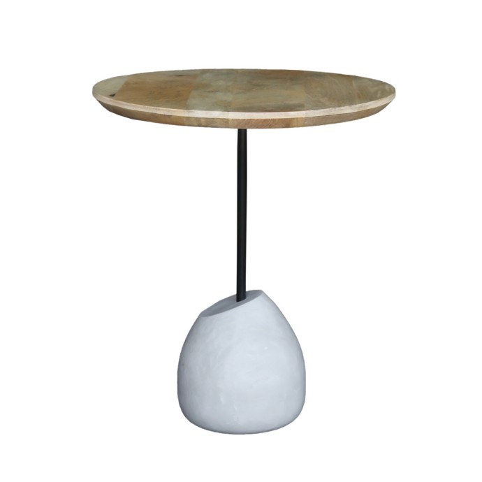 PILEA 46 SIDE TABLE ΦΥΣΙΚΟ ΛΕΥΚΟ 46x46xH58cm