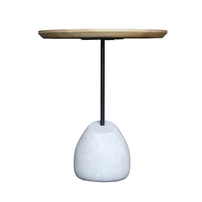 PILEA 46 SIDE TABLE ΦΥΣΙΚΟ ΛΕΥΚΟ 46x46xH58cm