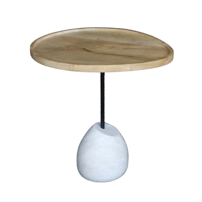 PILEA 56 SIDE TABLE ΦΥΣΙΚΟ ΛΕΥΚΟ 56x43xH56cm