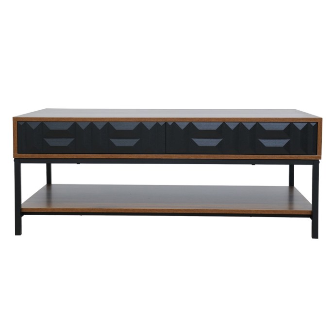 ZUMA COFFEE TABLE 2ΣΥΡΤΑΡΙΑ 3ΡΑΦΙΑ ΚΑΡΥΔΙ ΜΑΥΡΟ 111,5x60xH44cm