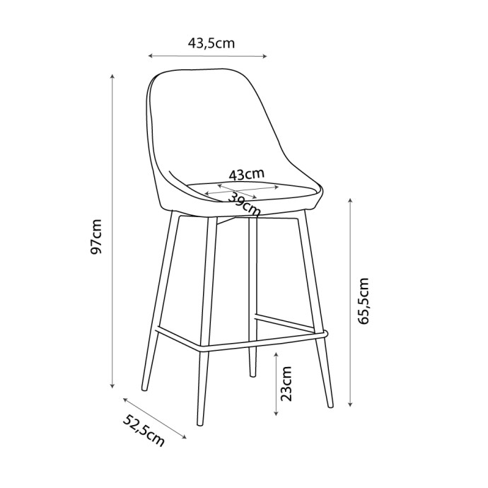 CALIPER ΣΚΑΜΠΟ BAR ΚΑΦΕ CAPPUCCINO 43,5x52,5xH97cm