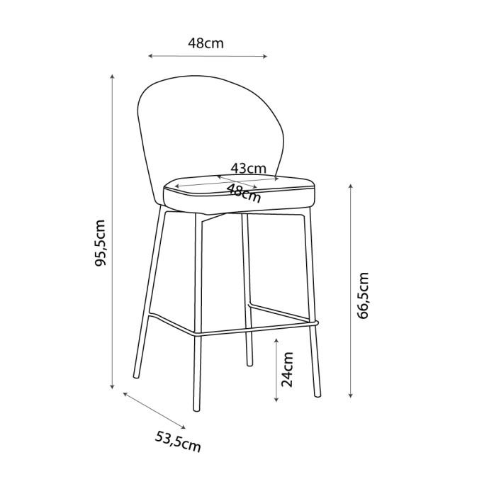 LUNE ΣΚΑΜΠΟ BAR ΛΕΥΚΟ 48x53,5x95,5