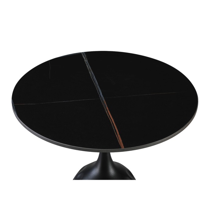 VOLCANO SIDE TABLE 50x50xH61cm ΜΑΥΡΟ ΜΕ ΟΨΗ ΜΑΡΜΑΡΟΥ ΜΑΥΡΟ 