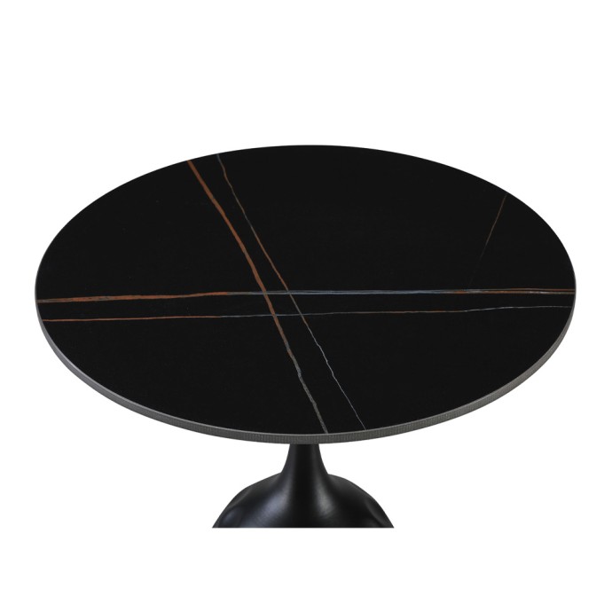 VOLCANO SIDE TABLE 50x50xH61cm ΜΑΥΡΟ ΜΕ ΟΨΗ ΜΑΡΜΑΡΟΥ ΜΑΥΡΟ 