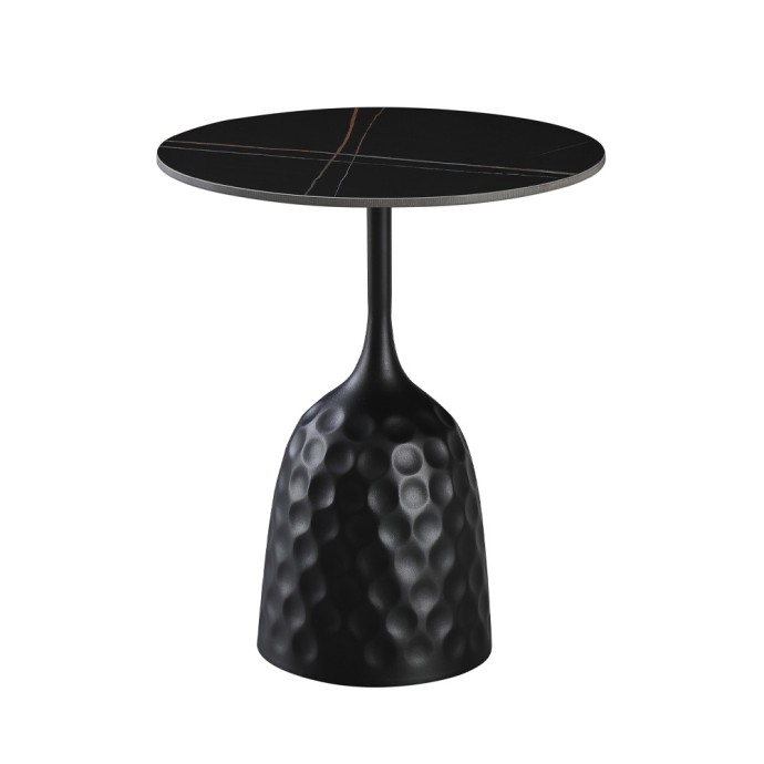 VOLCANO SIDE TABLE 50x50xH61cm ΜΑΥΡΟ ΜΕ ΟΨΗ ΜΑΡΜΑΡΟΥ ΜΑΥΡΟ 